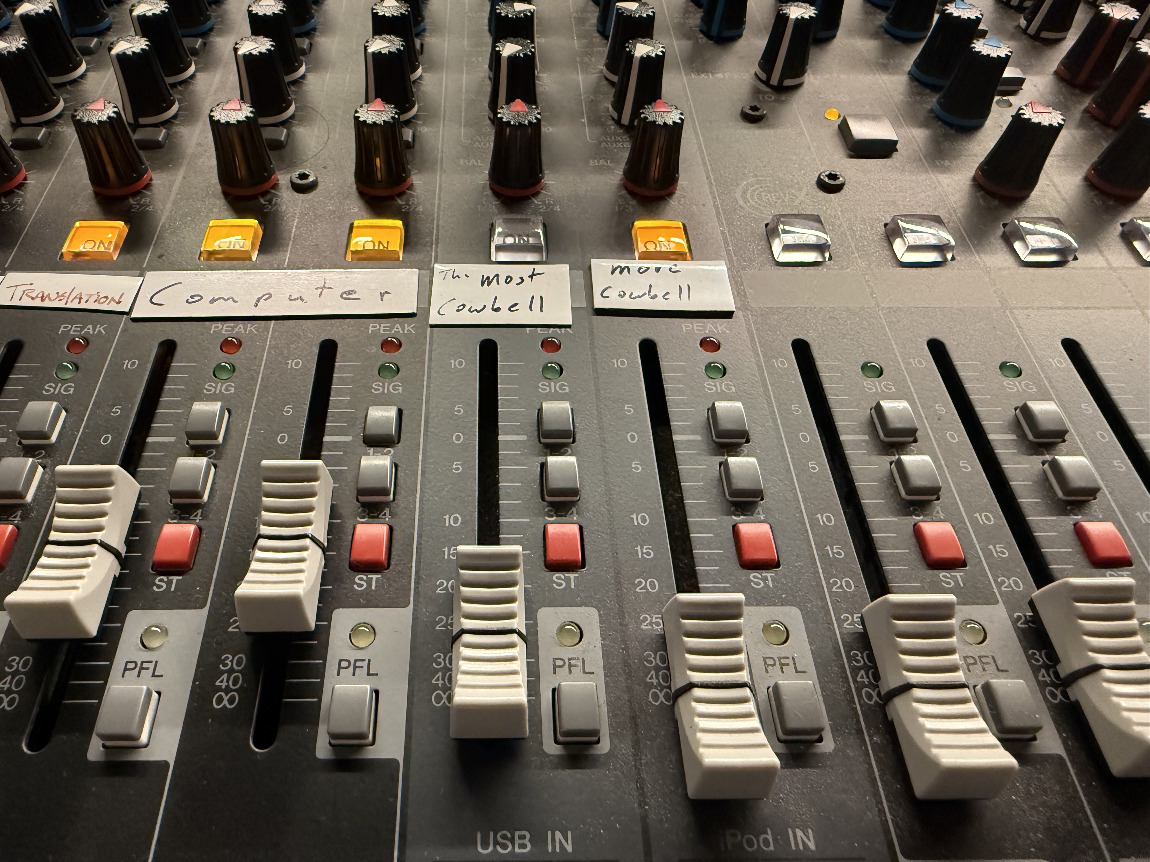 A soundboard with the option for more cowbell.
